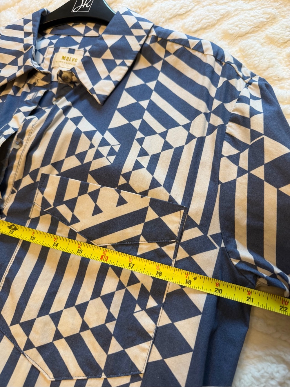 Anthropologie Maeve Soren Blue Geometric Print Shirtdress Sz M - Picture 7 of 7